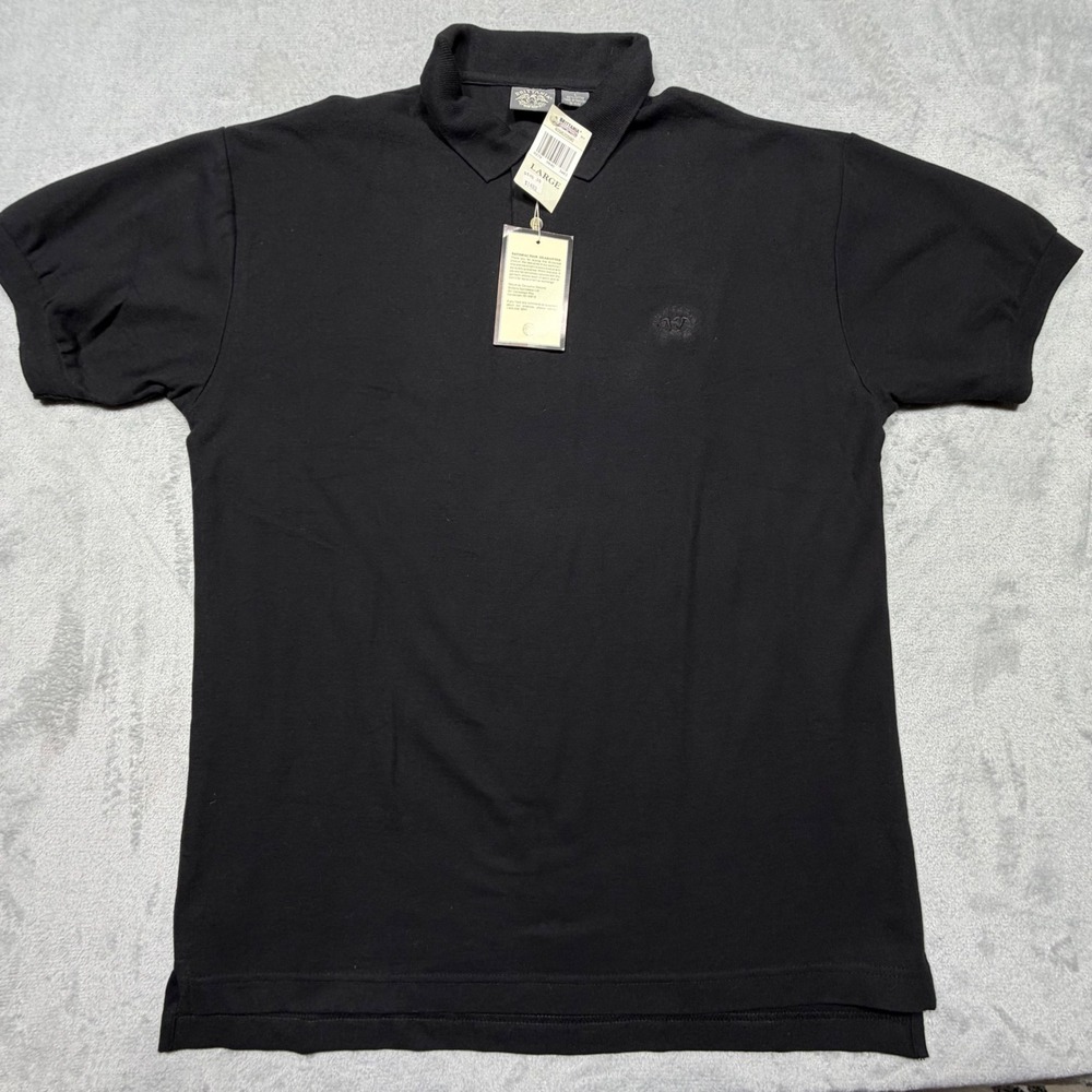 Vintage 90s Brittania Mens Large Black 100% Cotton Short Sleeve‎ Polo Shirt NWT